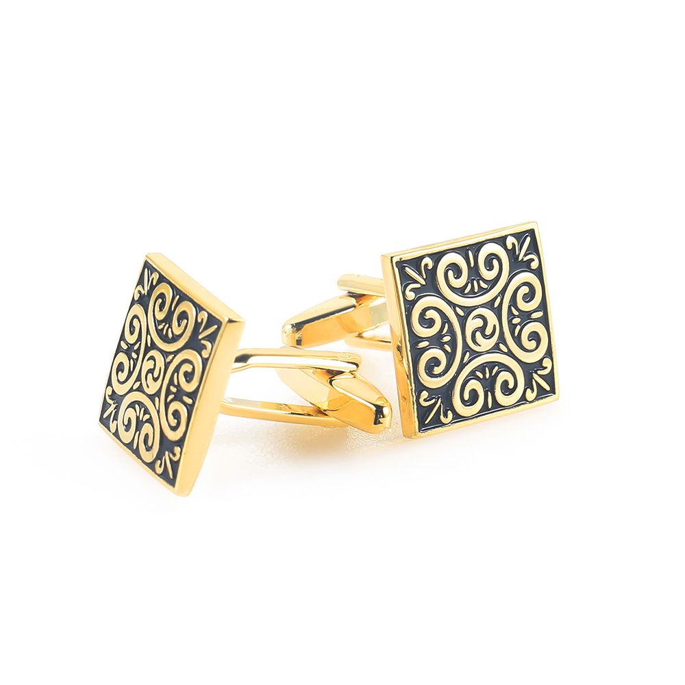 Square antique roman pattern metal cufflinks