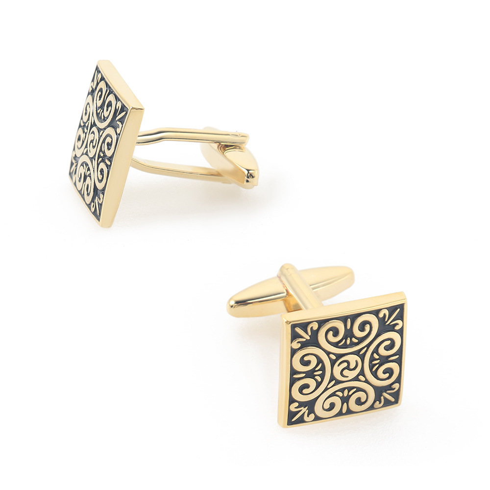 Square antique roman pattern metal cufflinks