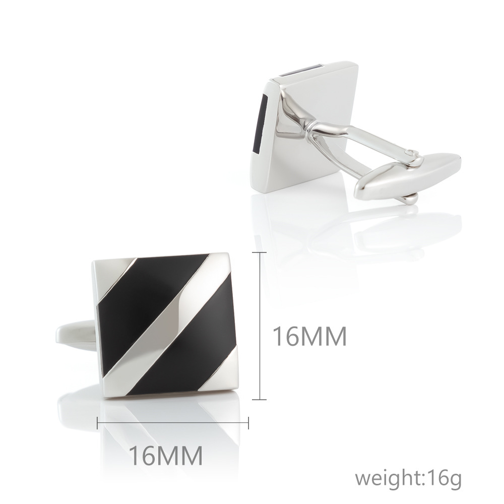 Square glue drip oil enamel metal cufflinks