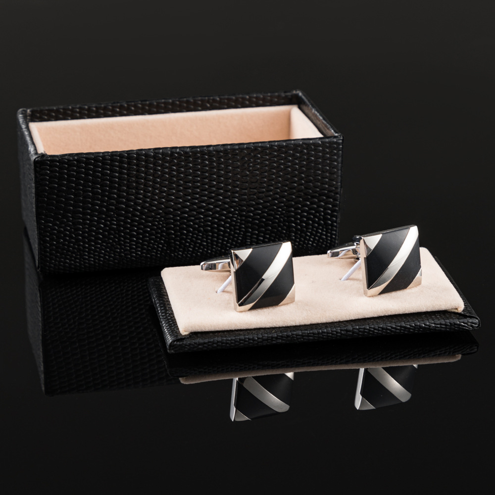 Square glue drip oil enamel metal cufflinks