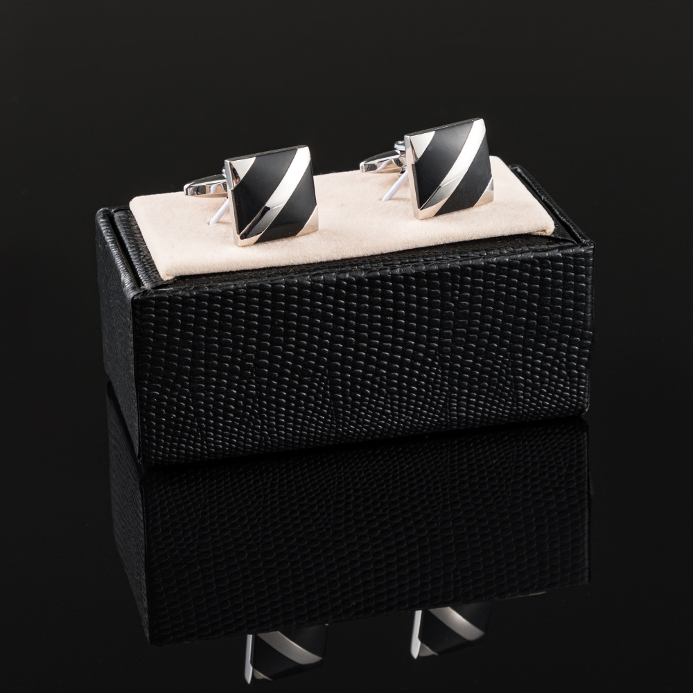 Square glue drip oil enamel metal cufflinks