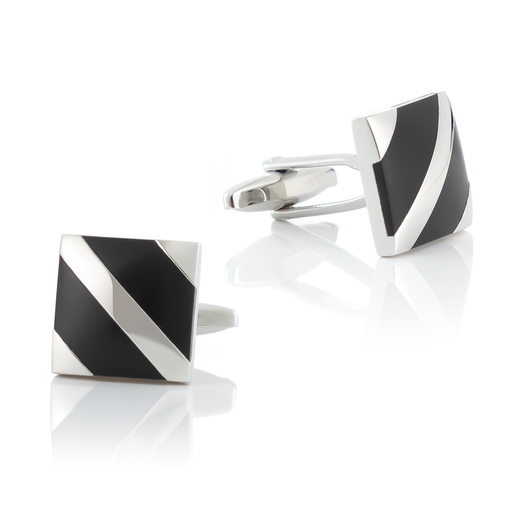 Square glue drip oil enamel metal cufflinks