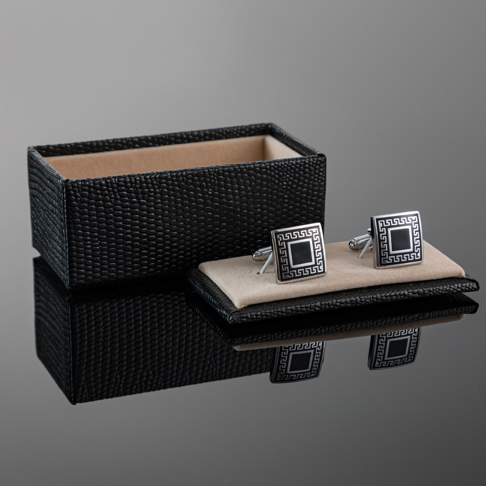 Square vintage pattern full copper metal cufflinks