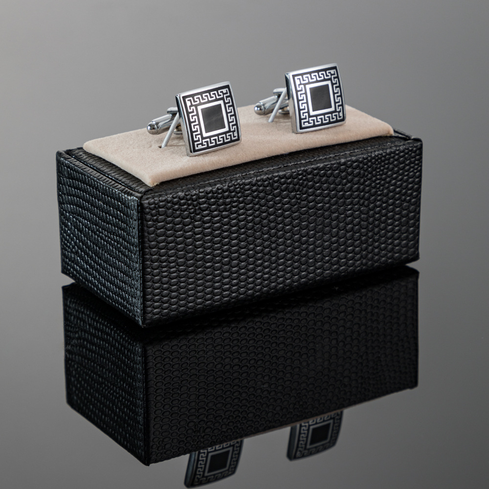 Square vintage pattern full copper metal cufflinks