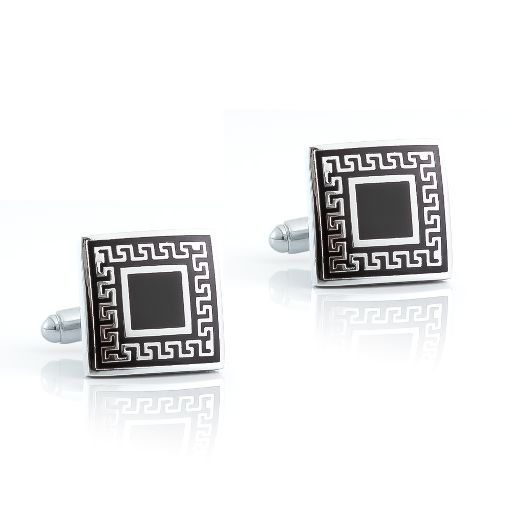 Square vintage pattern full copper metal cufflinks