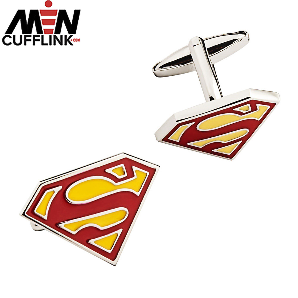 Superman Logo Cufflinks Color Spot Paint Cufflinks