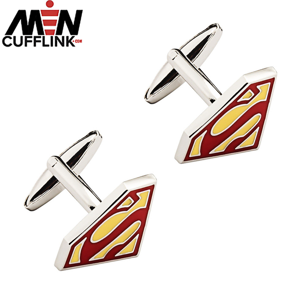 Superman Logo Cufflinks Color Spot Paint Cufflinks