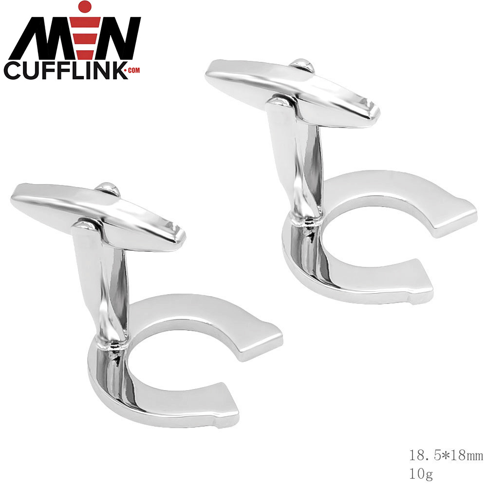 U-shaped electroplated silver horseshoe metal cufflinks