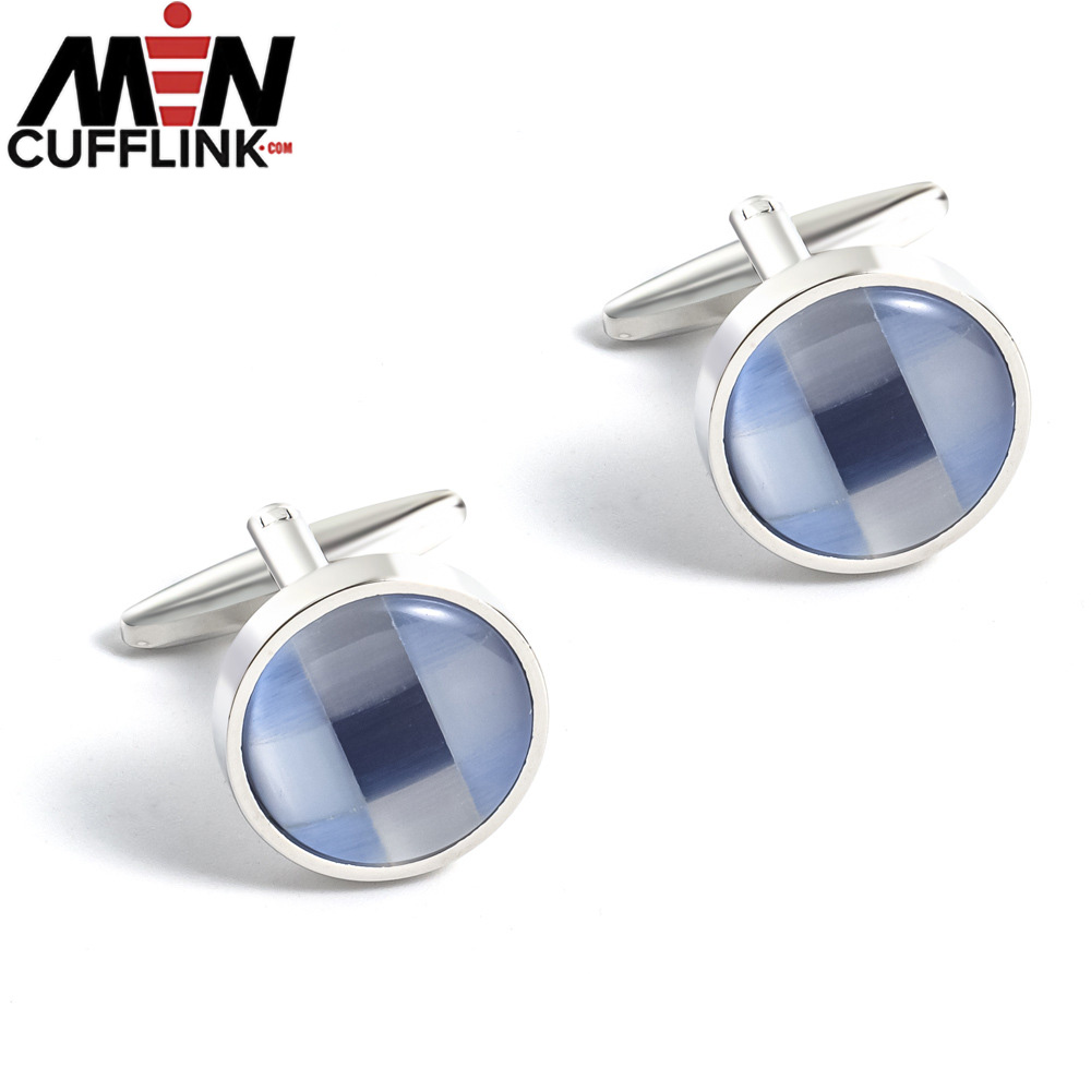 cat's eye cufflinks Round opal metal cufflinks