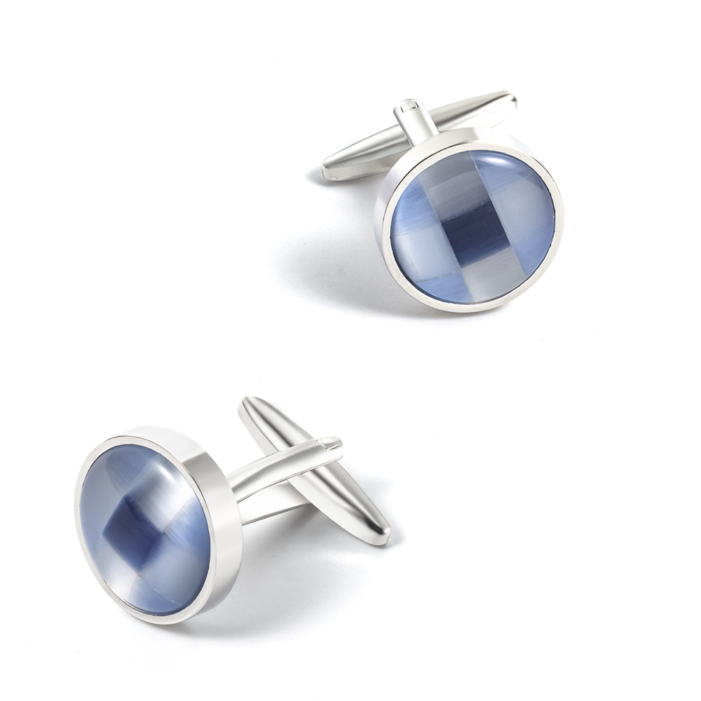 cat's eye cufflinks Round opal metal cufflinks