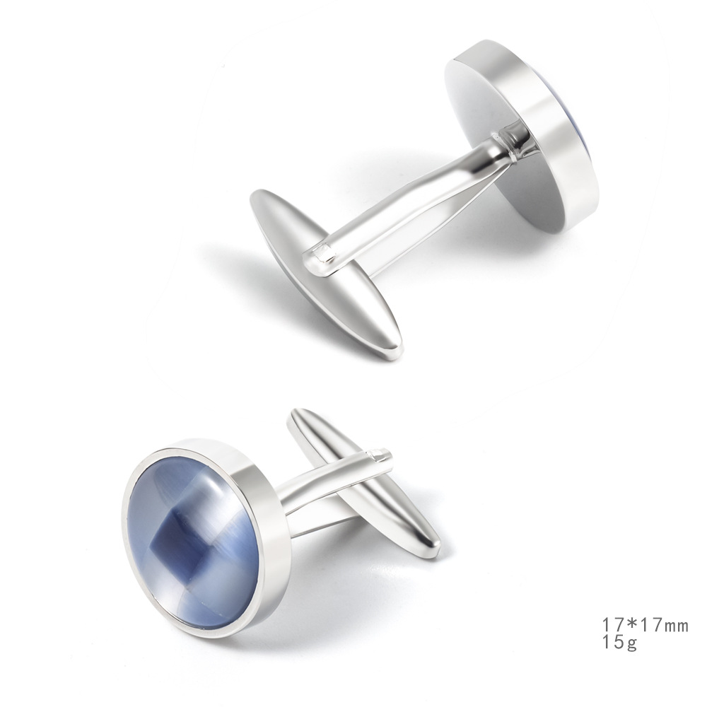 cat's eye cufflinks Round opal metal cufflinks