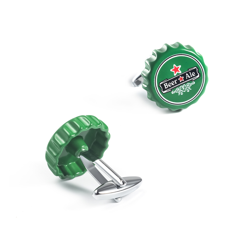 Green Beer Cap Metal Cufflinks