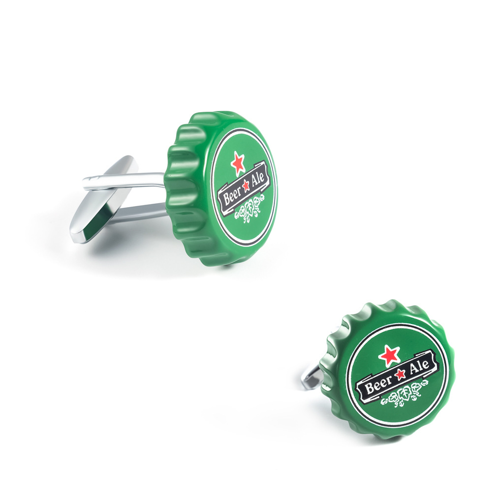 Green Beer Cap Metal Cufflinks