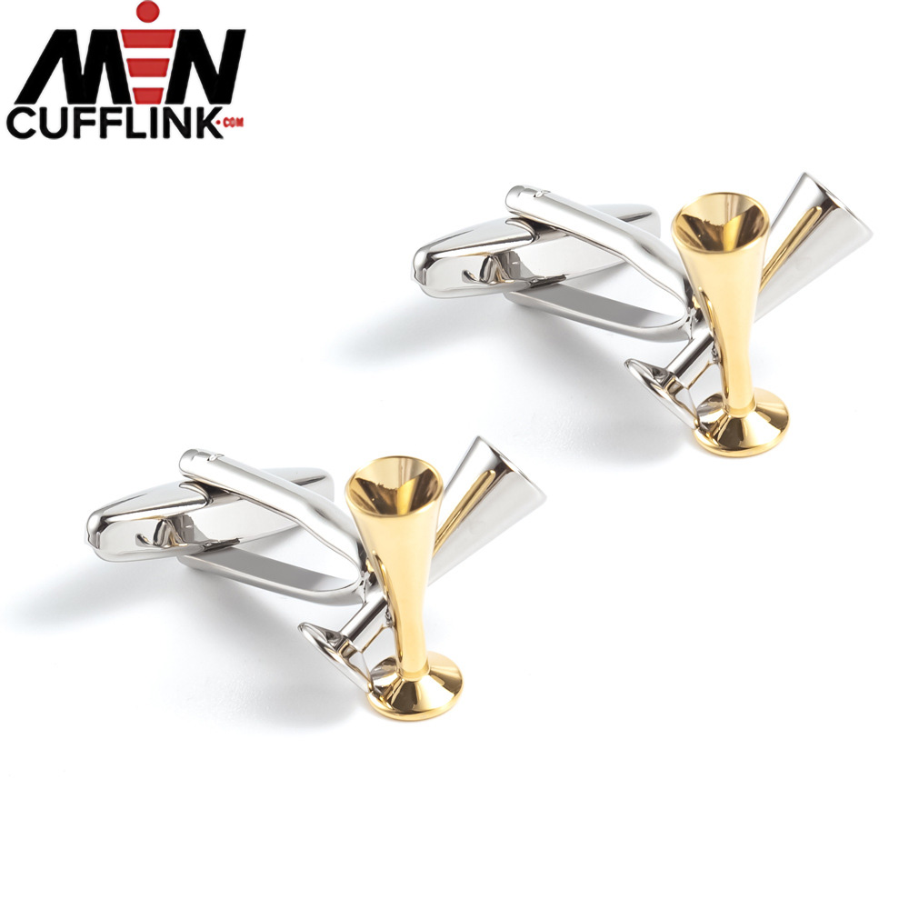 Champagne flute metal cufflinks