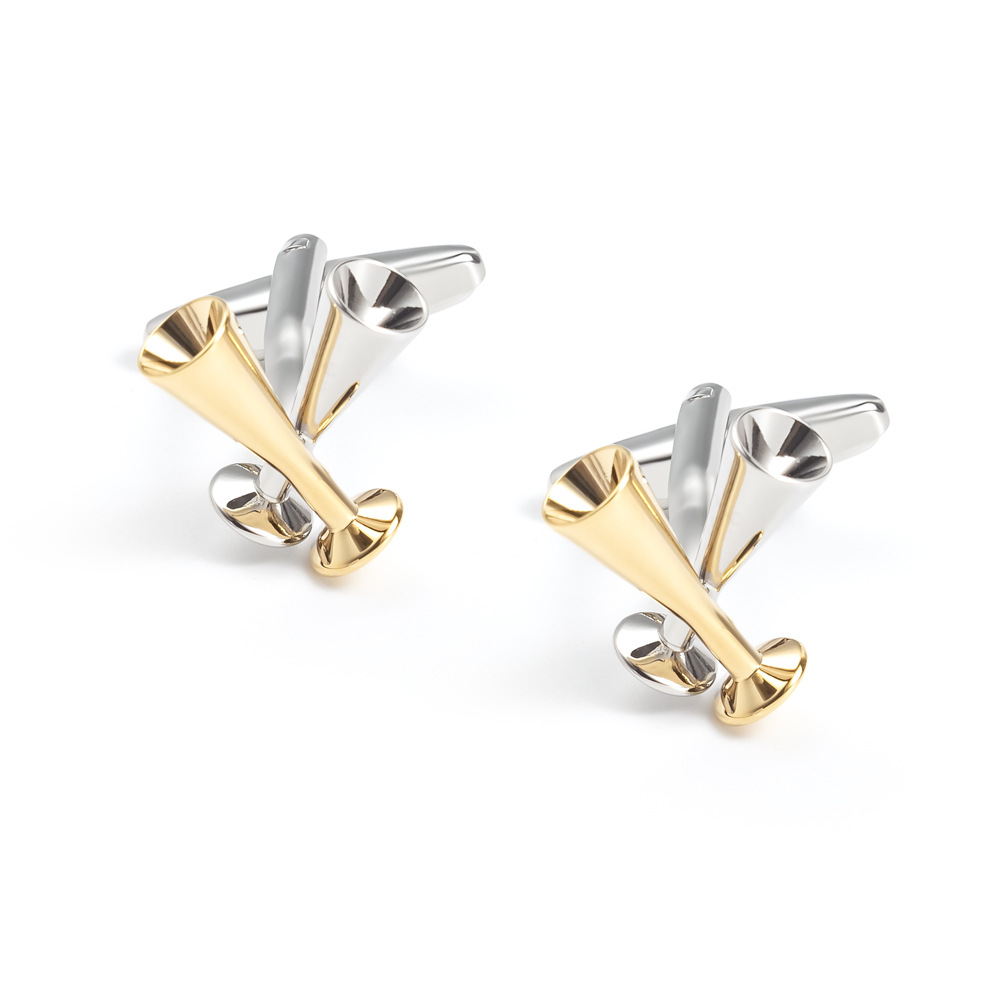 Champagne flute metal cufflinks