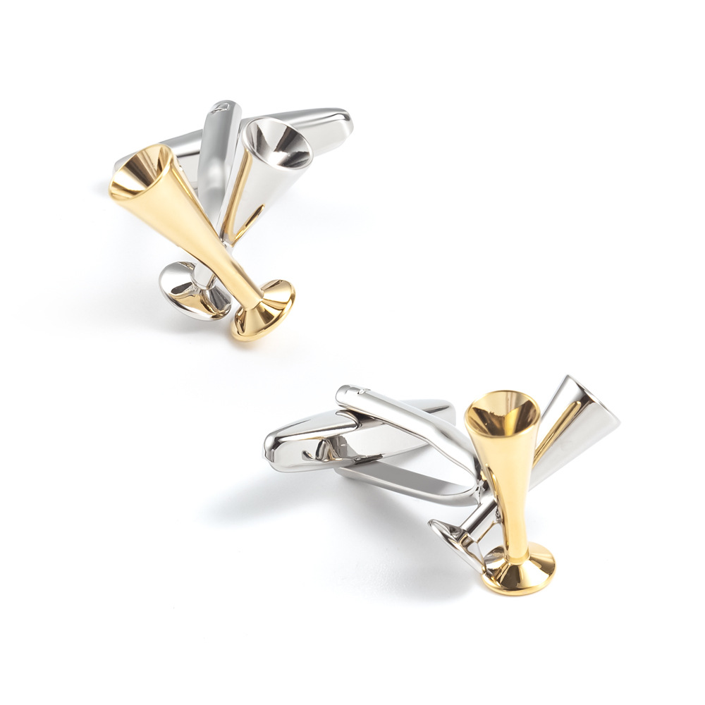 Champagne flute metal cufflinks