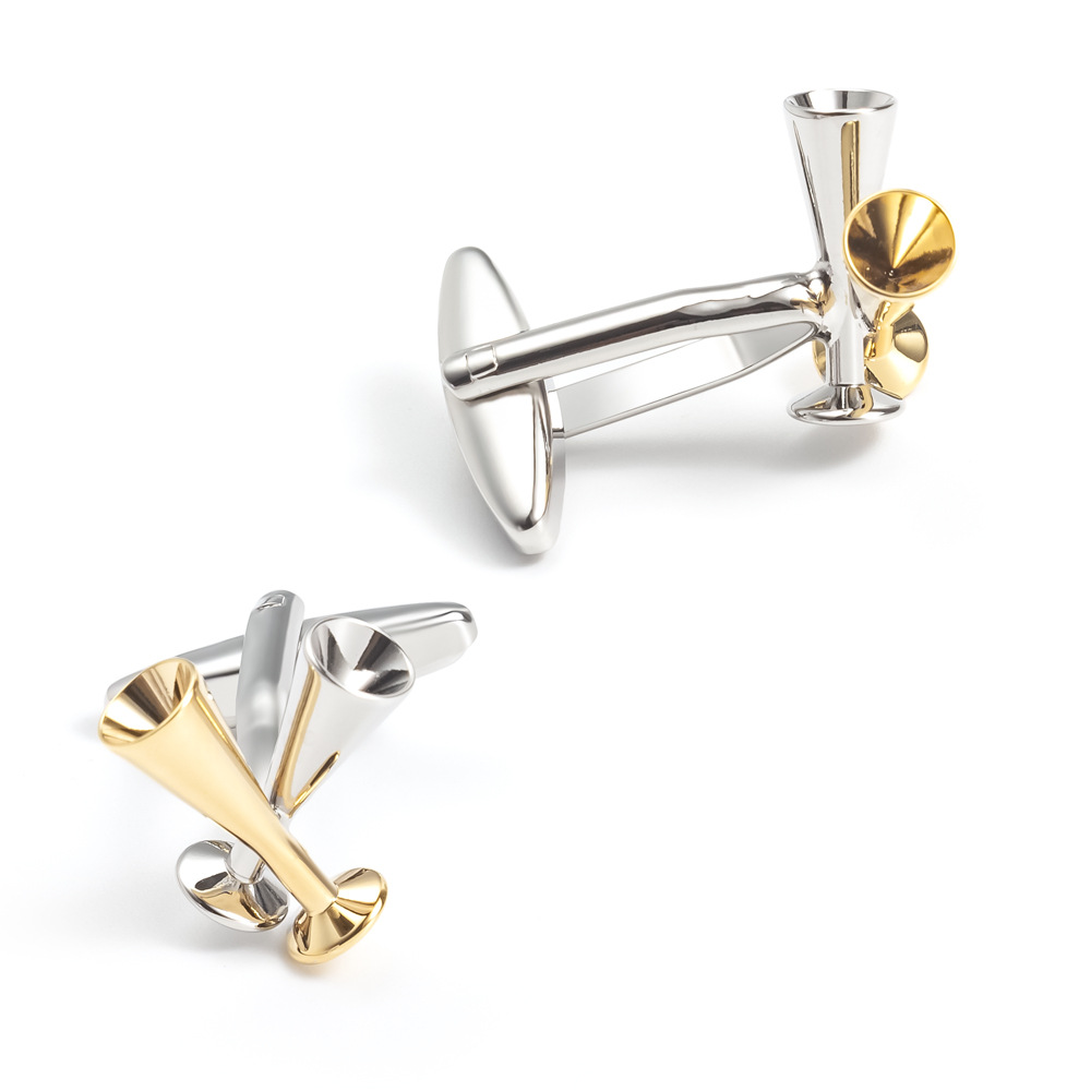 Champagne flute metal cufflinks