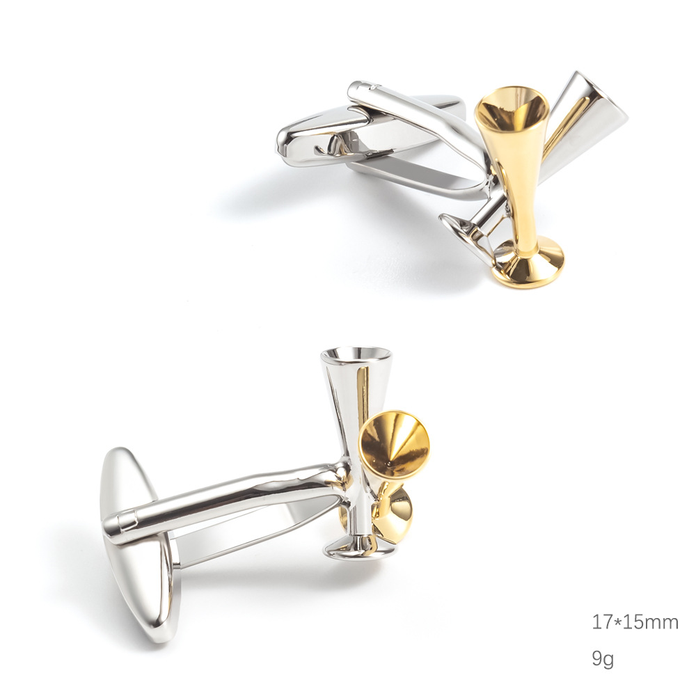 Champagne flute metal cufflinks