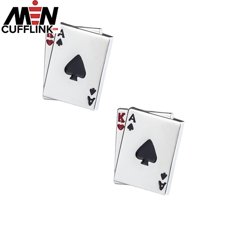 Colorful playing card metal cufflinks