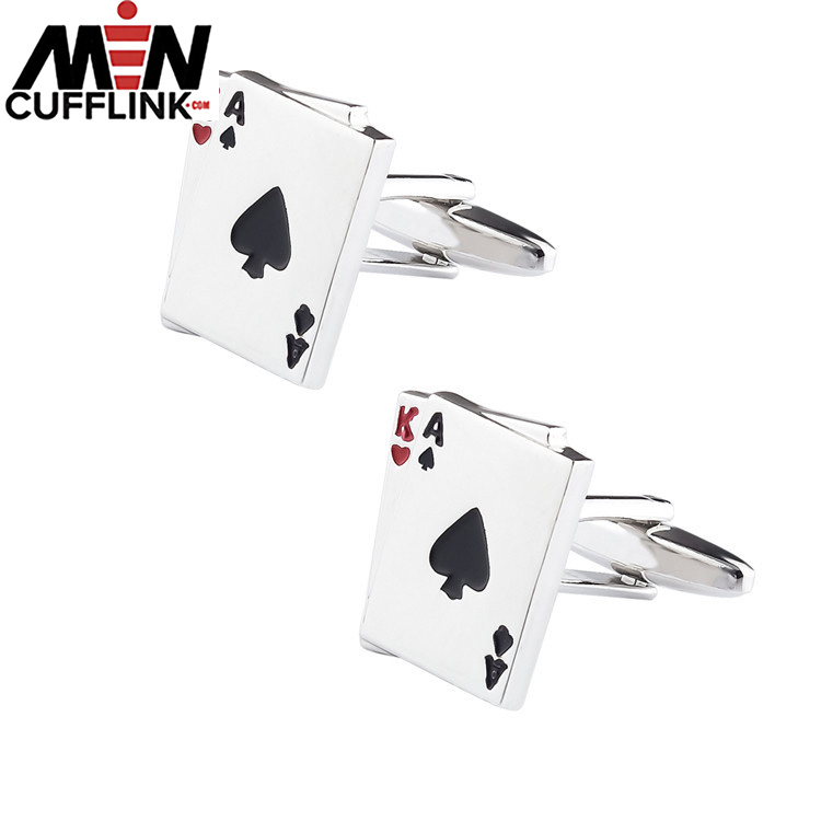 Colorful playing card metal cufflinks