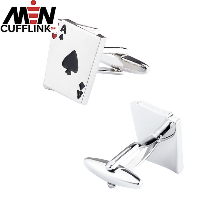 Colorful playing card metal cufflinks