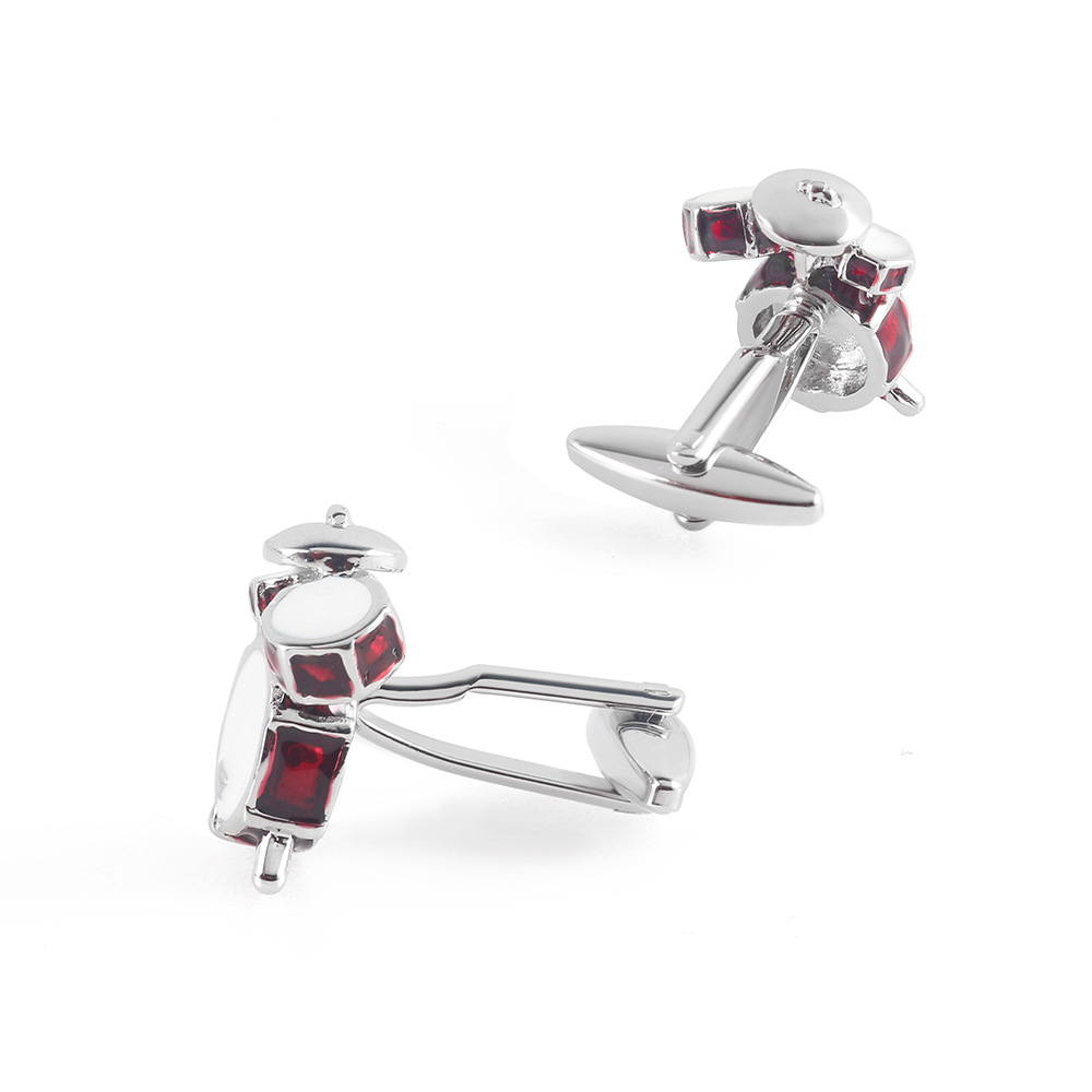 Drum Red Spotted Metal Enamel Cufflinks