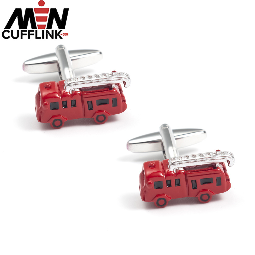 Fire truck electroplating paint copper metal cufflinks