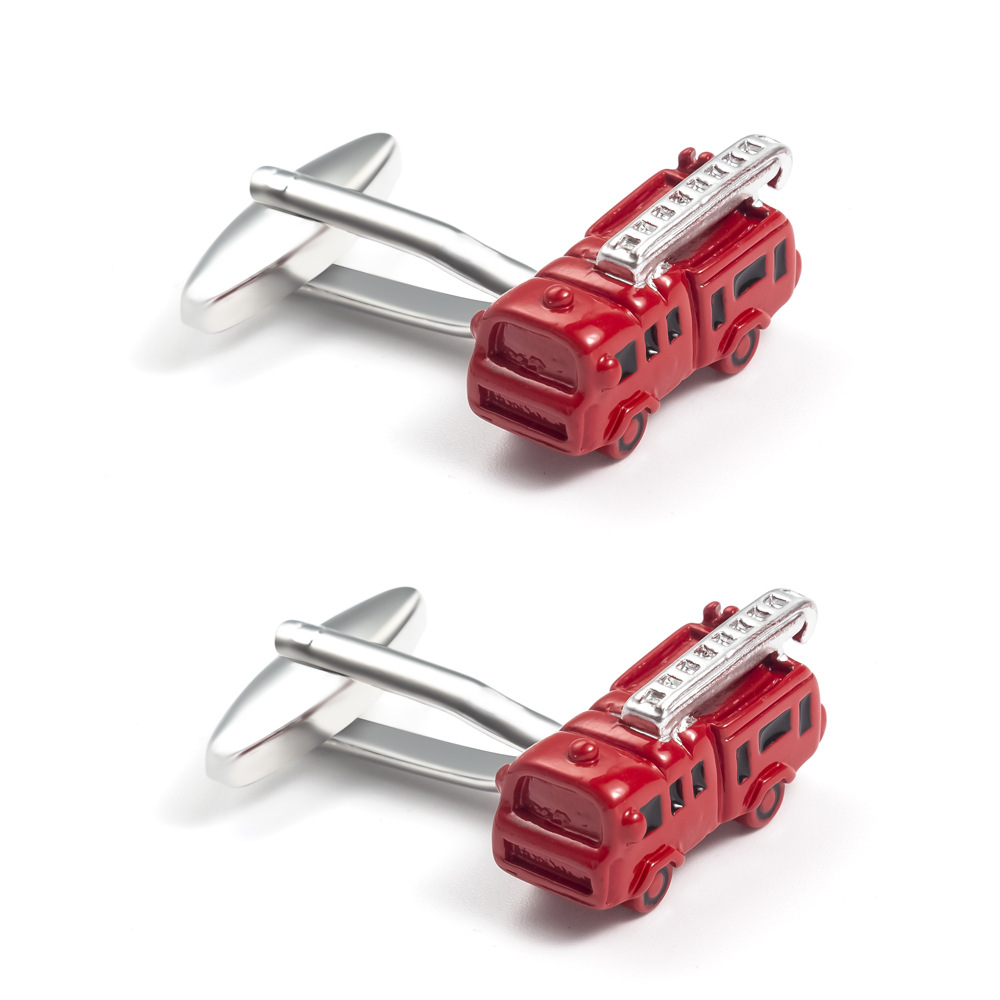 Fire truck electroplating paint copper metal cufflinks