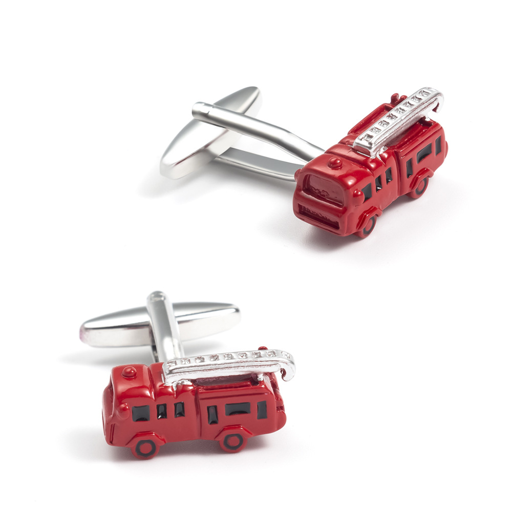 Fire truck electroplating paint copper metal cufflinks