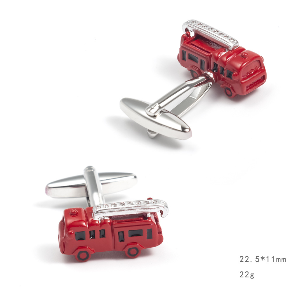 Fire truck electroplating paint copper metal cufflinks