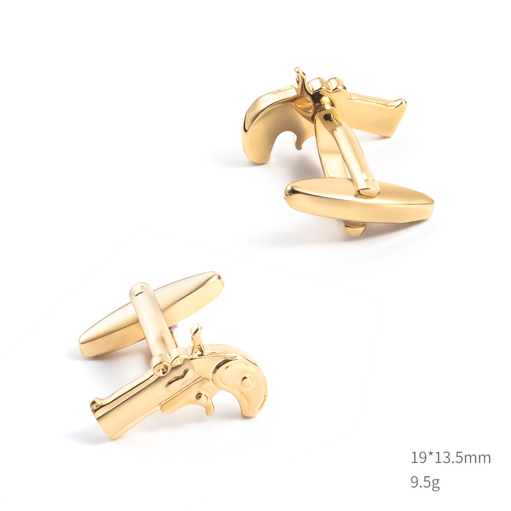 Gold Silver Flare Gun Brass Cufflinks