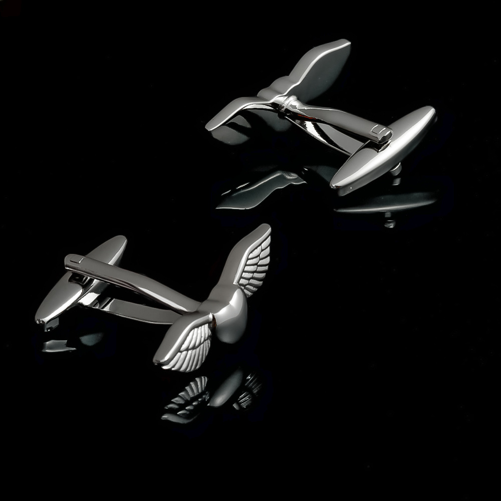 Heart Wings cufflinks Plated Silver Metal Cufflinks