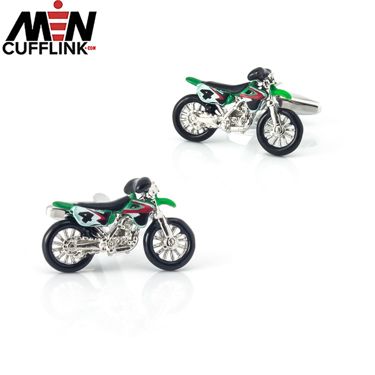 Motorcycle painted metal cufflinks