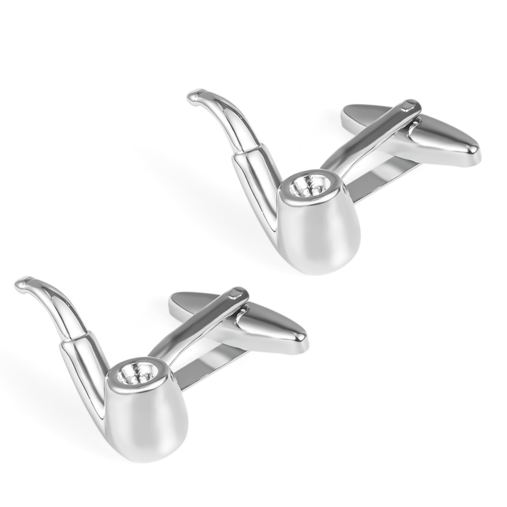 Pipe shaped brass cufflinks