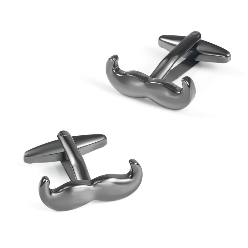 Plated black beard-shaped glossy metal cufflinks wholesale