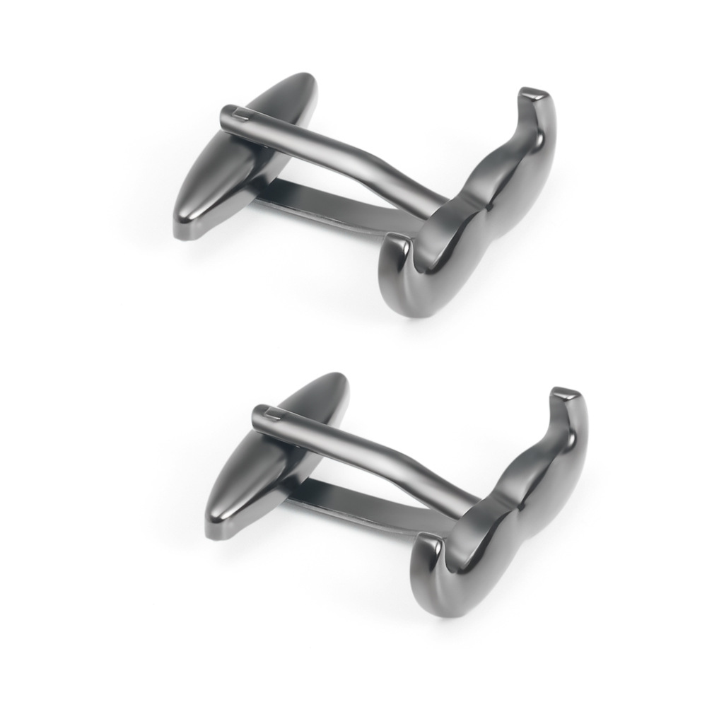 Plated black beard-shaped glossy metal cufflinks wholesale