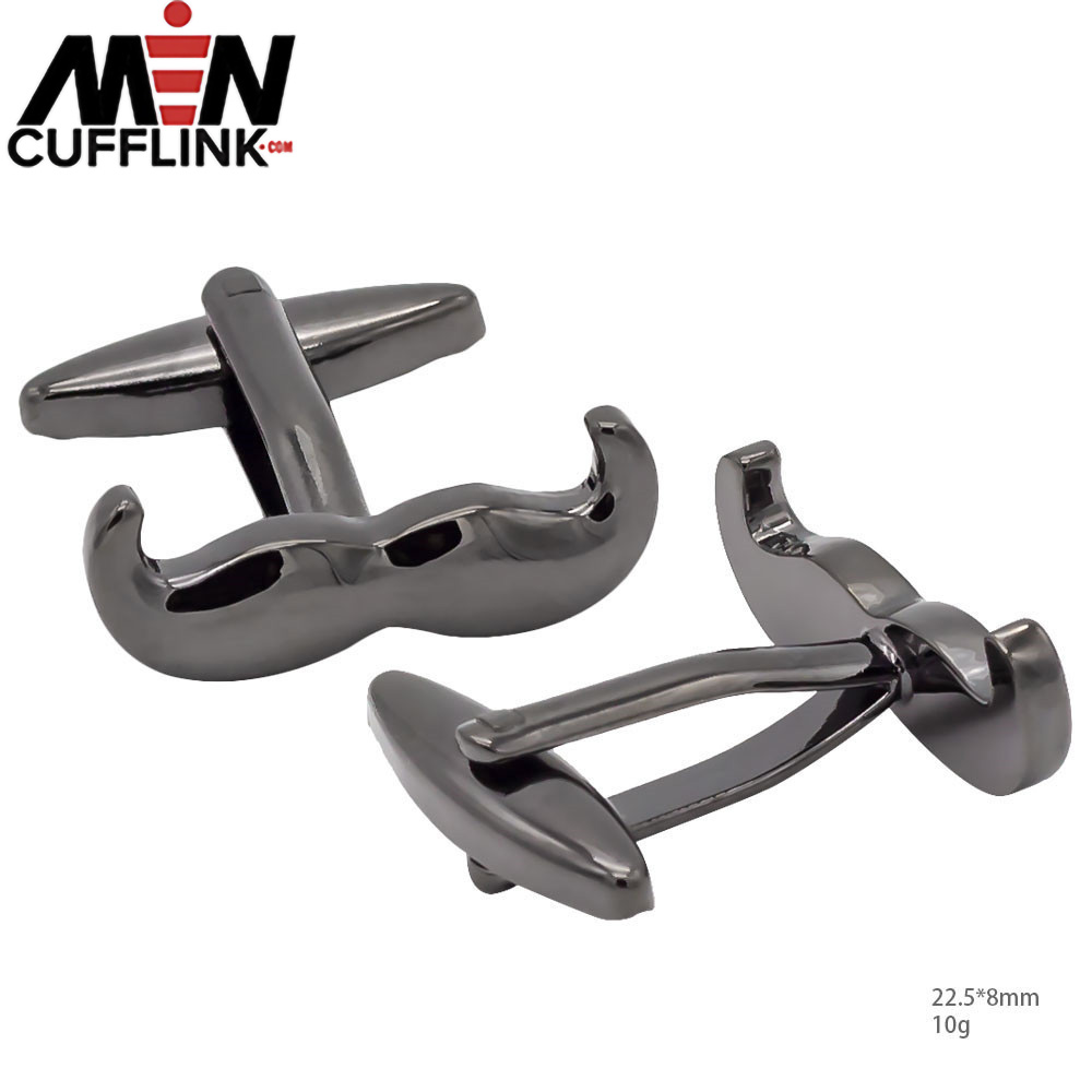 Plated black beard-shaped glossy metal cufflinks wholesale