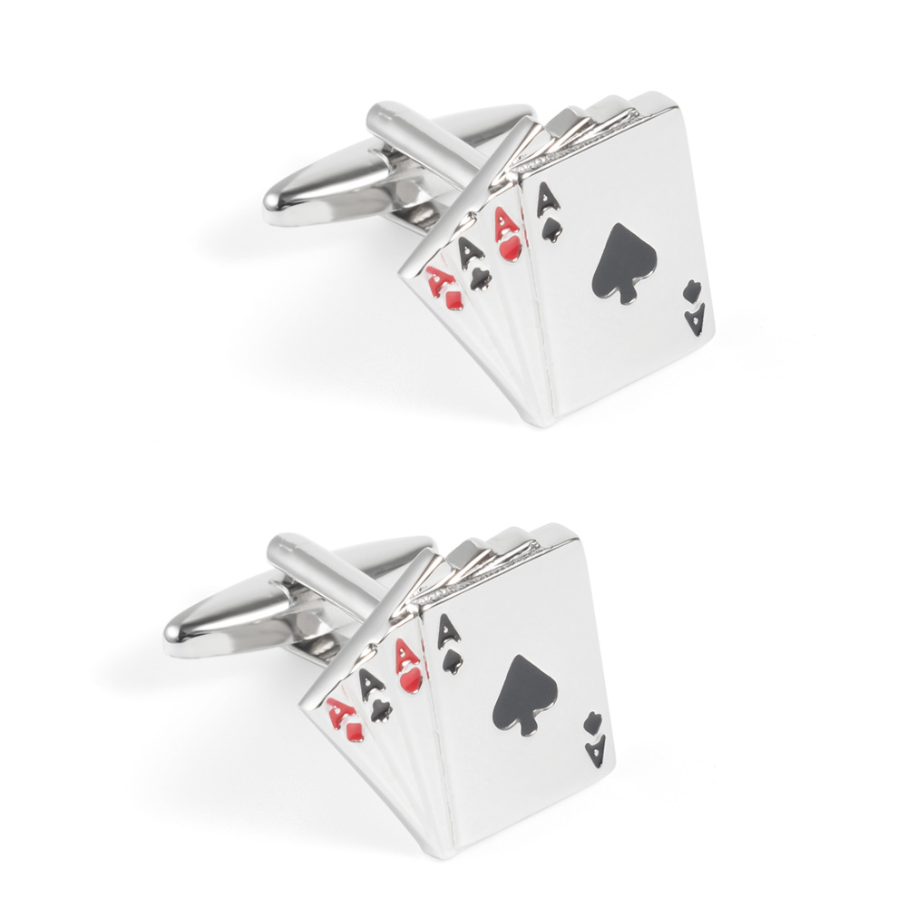 Playing Card Drip Enamel Metal Cufflinks