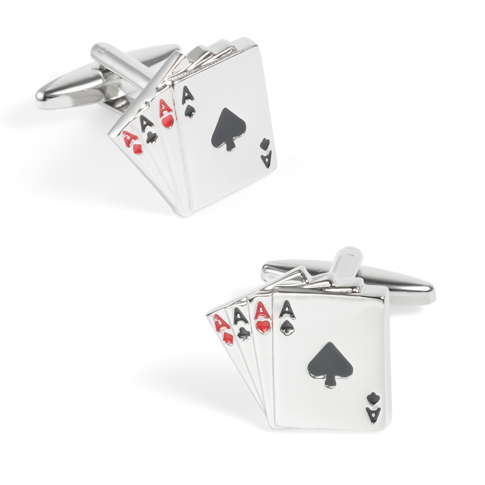 Playing Card Drip Enamel Metal Cufflinks