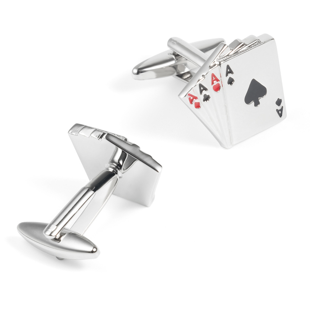 Playing Card Drip Enamel Metal Cufflinks