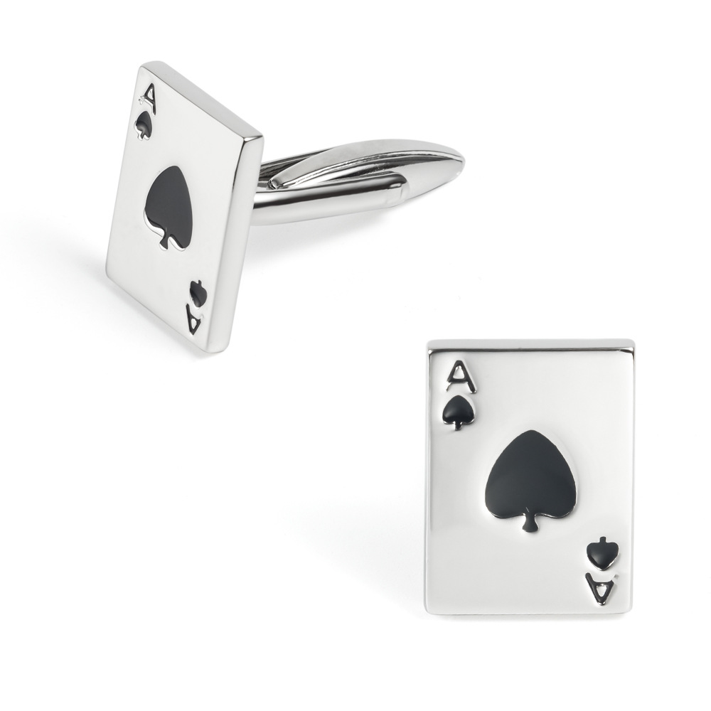 Playing card shape lacquer electroplated metal cufflinks