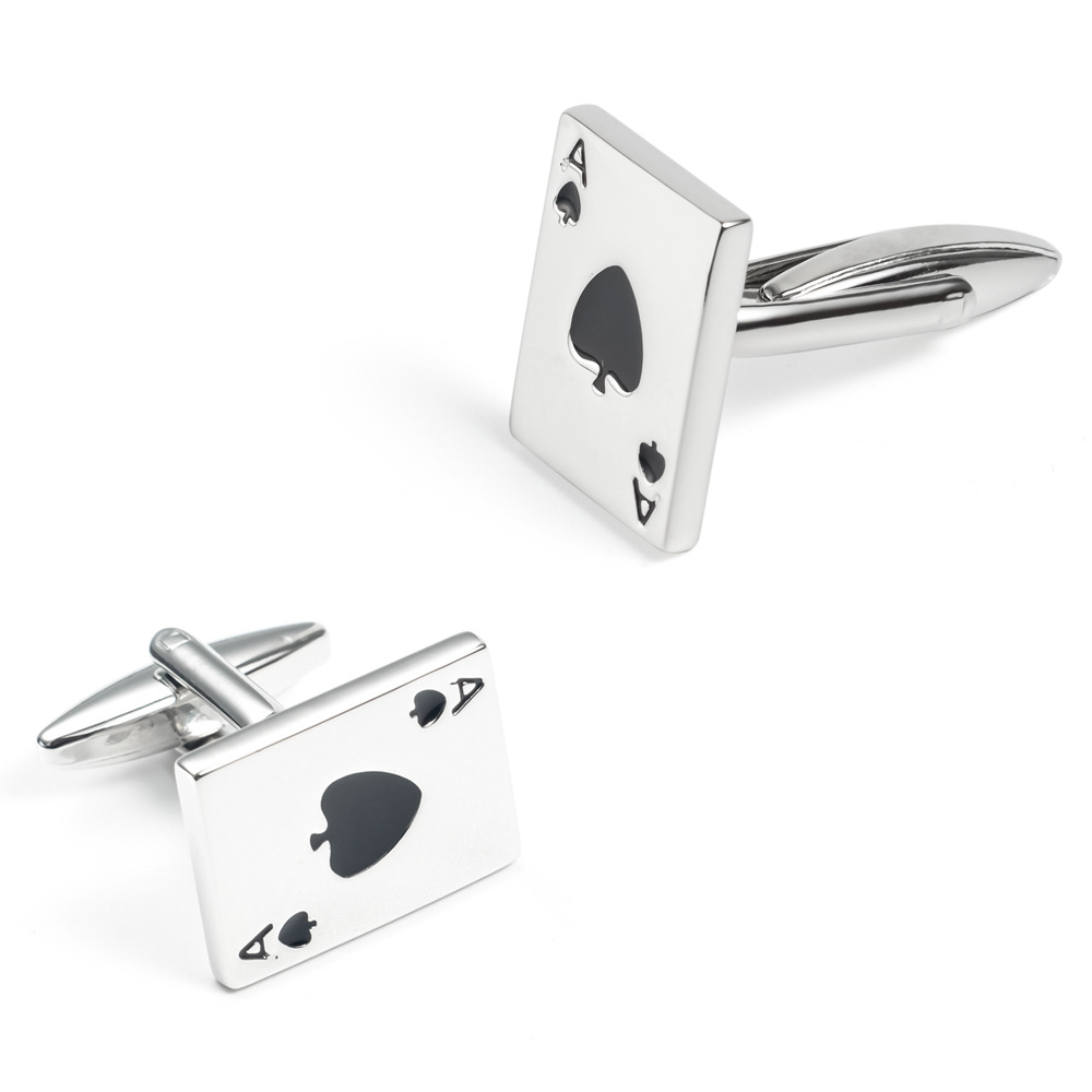 Playing card shape lacquer electroplated metal cufflinks