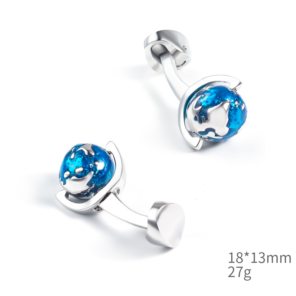 Rotating globe shaped metal cufflinks