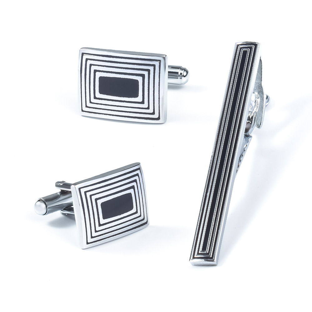 Silver cufflinks Tie Bar metal tie pin wholesale