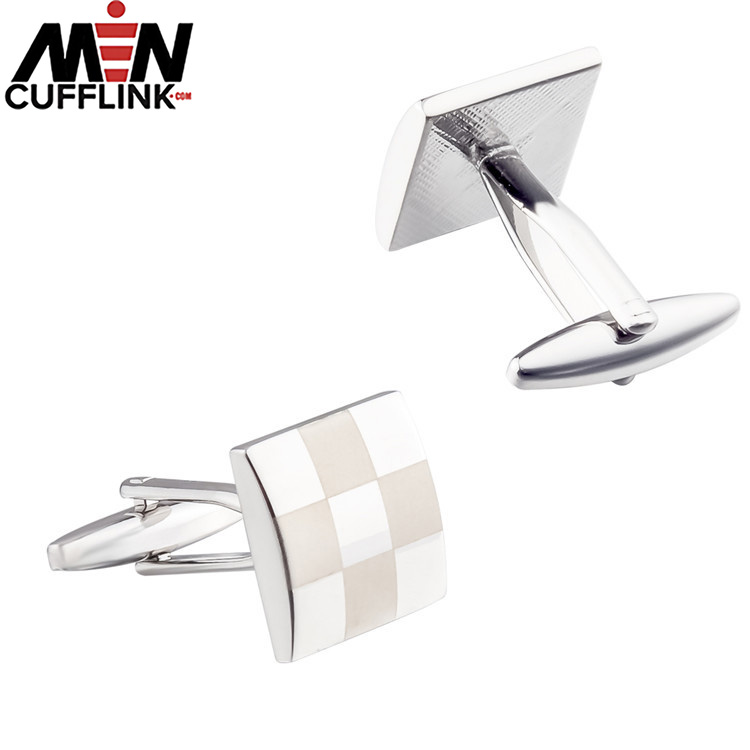 Square laser cufflinks pattern glossy metal cufflink