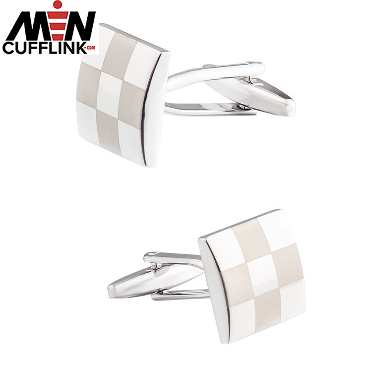 Square laser cufflinks pattern glossy metal cufflink