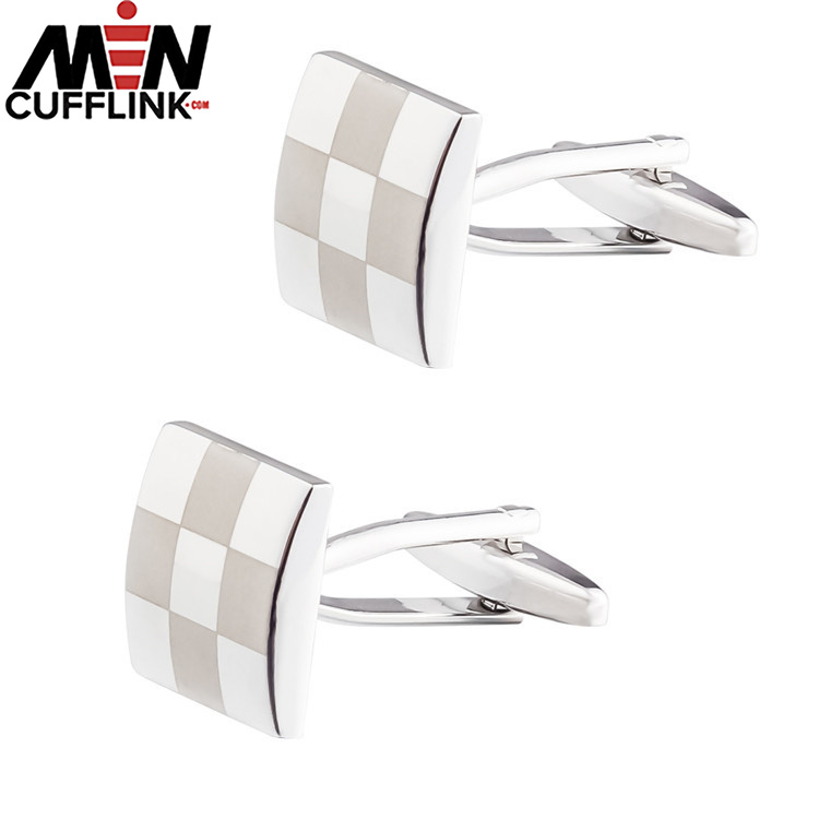 Square laser cufflinks pattern glossy metal cufflink