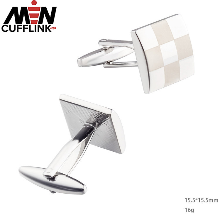 Square laser cufflinks pattern glossy metal cufflink