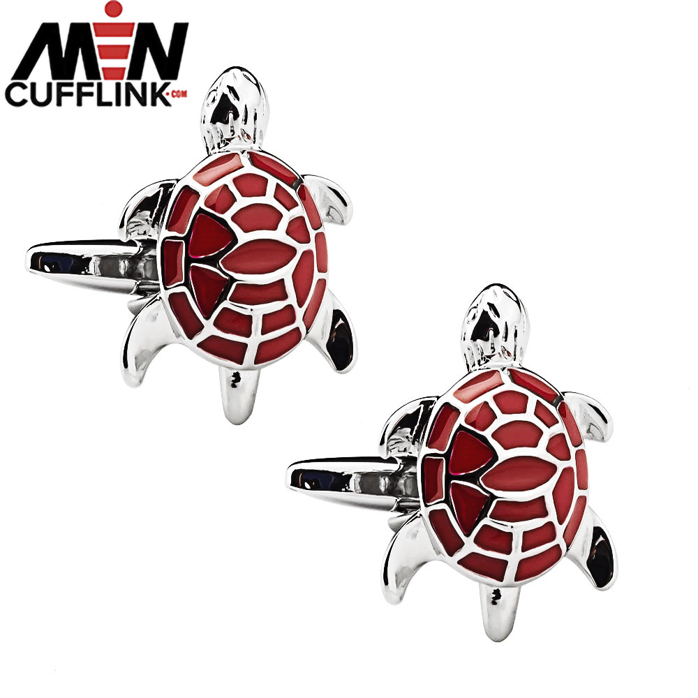 Turtle cufflinks in metal and lacquered enamel cufflinks