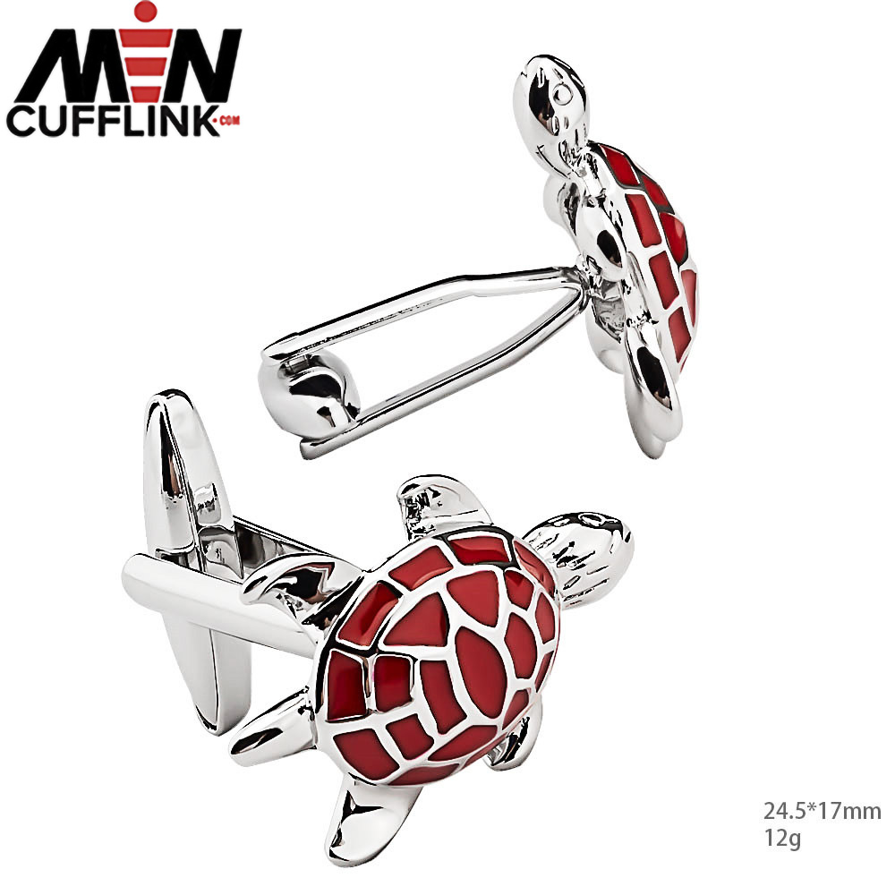 Turtle cufflinks in metal and lacquered enamel cufflinks